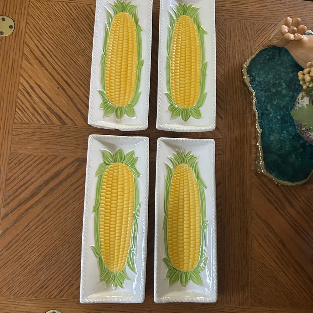 Vintage Knobler Corn on the Cob Ceramic Dishes Made In Japan